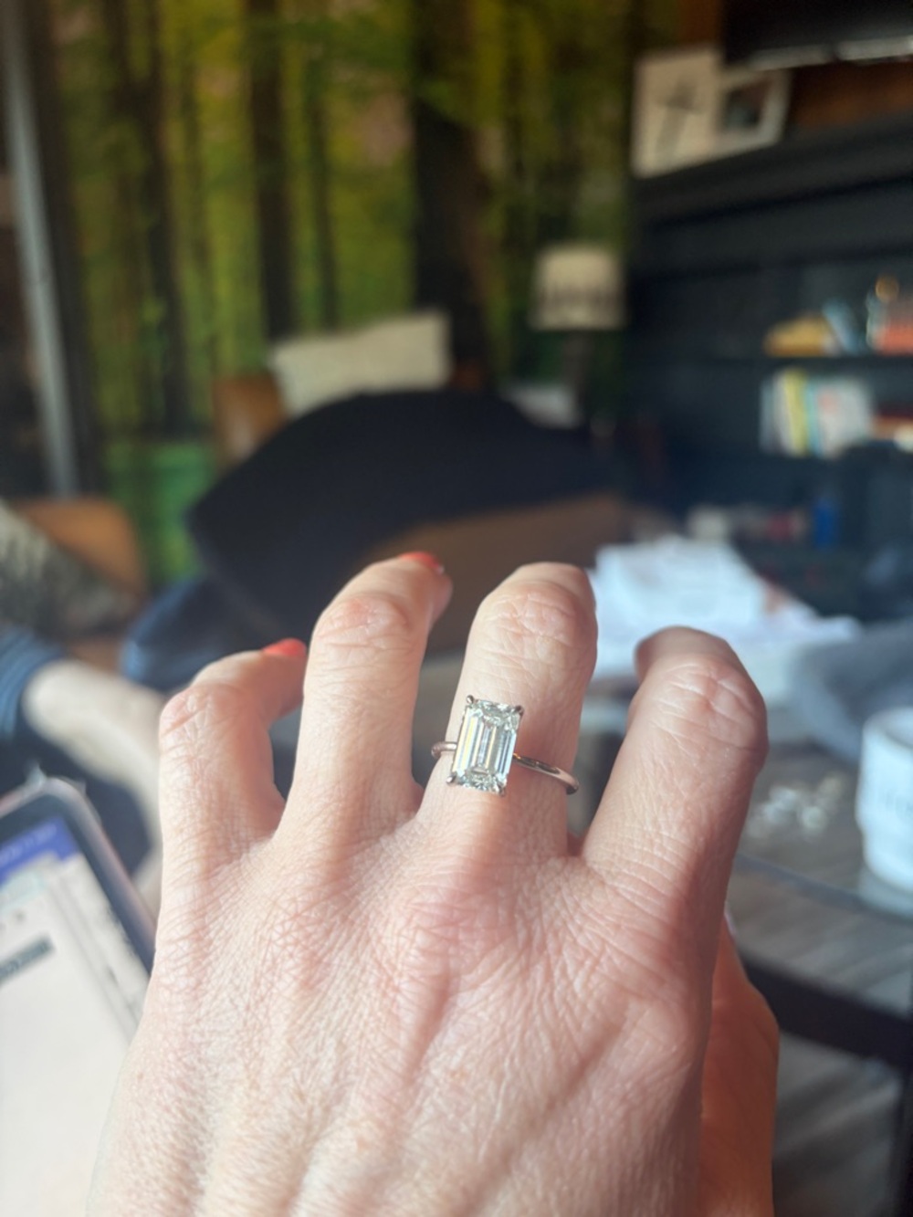 Ring Concierge 4.03 ct Emerald Lab Diamond set in Platinum IGI INCREDIBLE - Picture 10 of 17